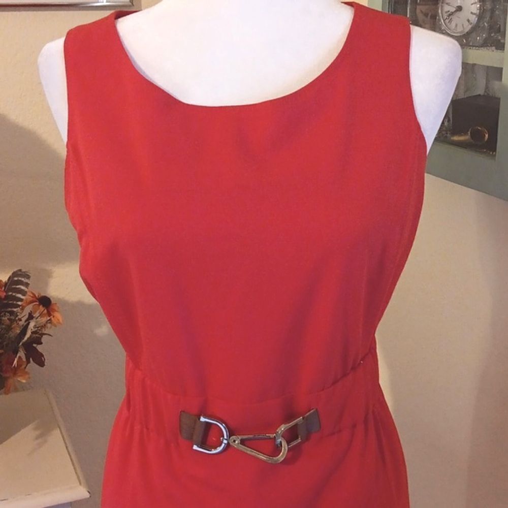 Calvin Klein Red Dress With Hardware. - Picture 2 of 9